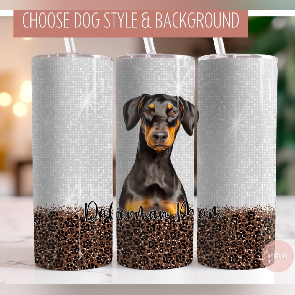 (1) Personalized Doberman Tumbler, Doberman Mom,Doberman Dad